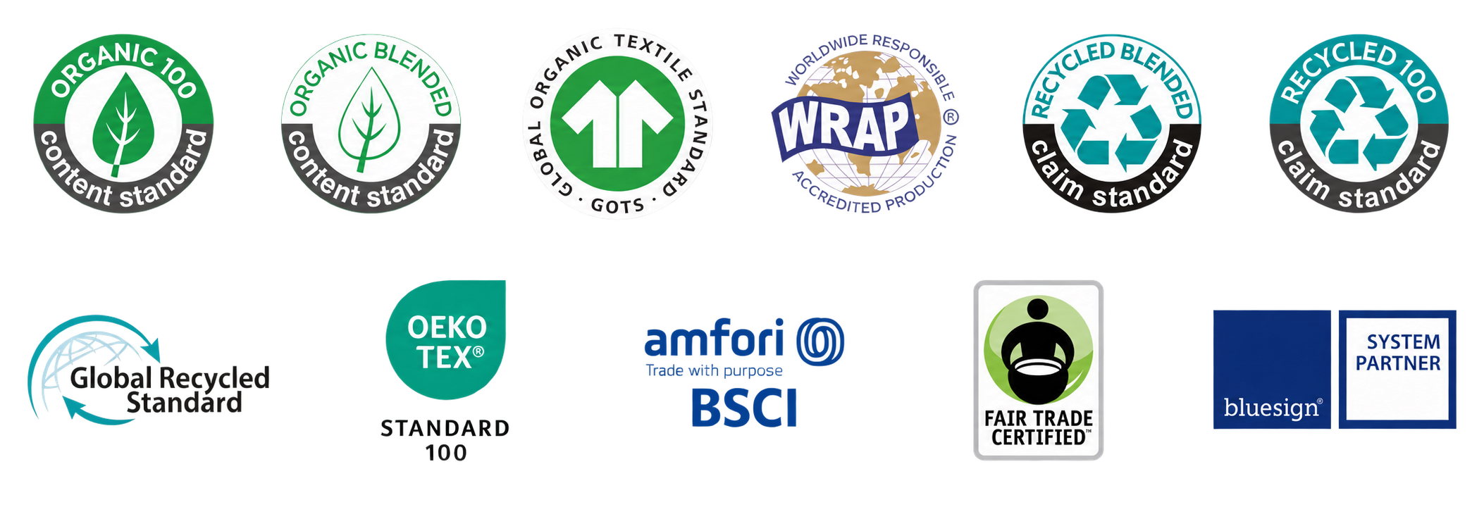Certification logos on a transparent background