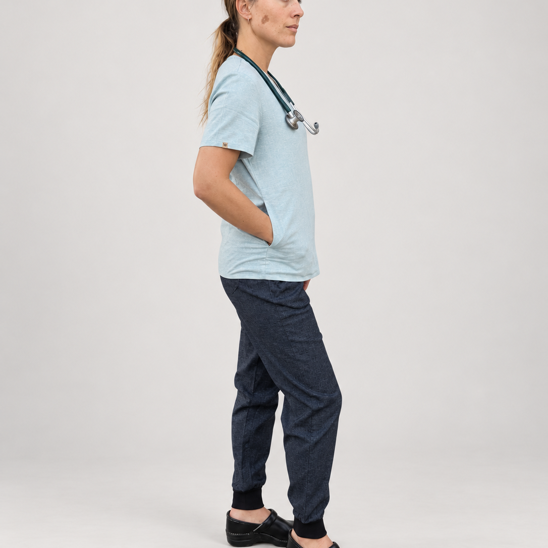 Kyoto Scrub Top and Alba Scrub Pants, side outfit